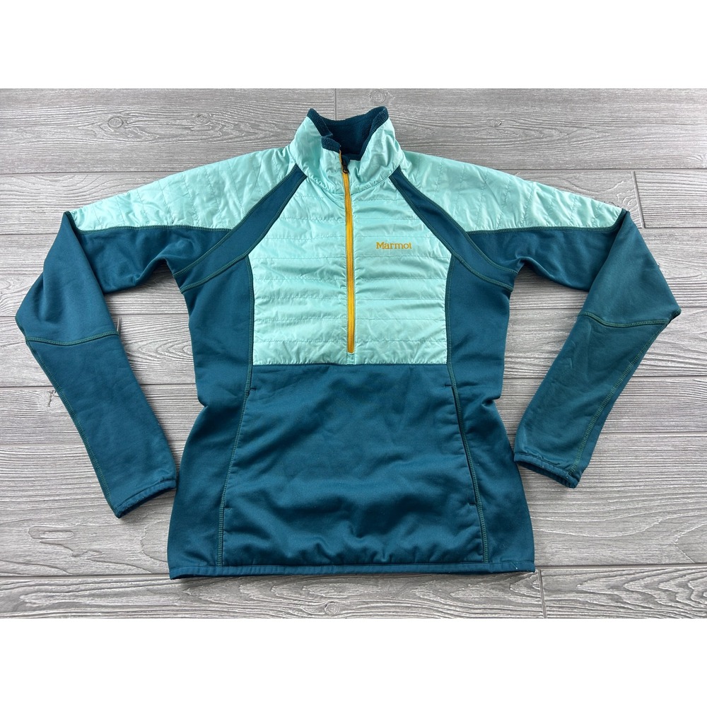 Marmot Variant Hybrid Quarter Zip Pullover Insulated Fleece Teal Green Womens S